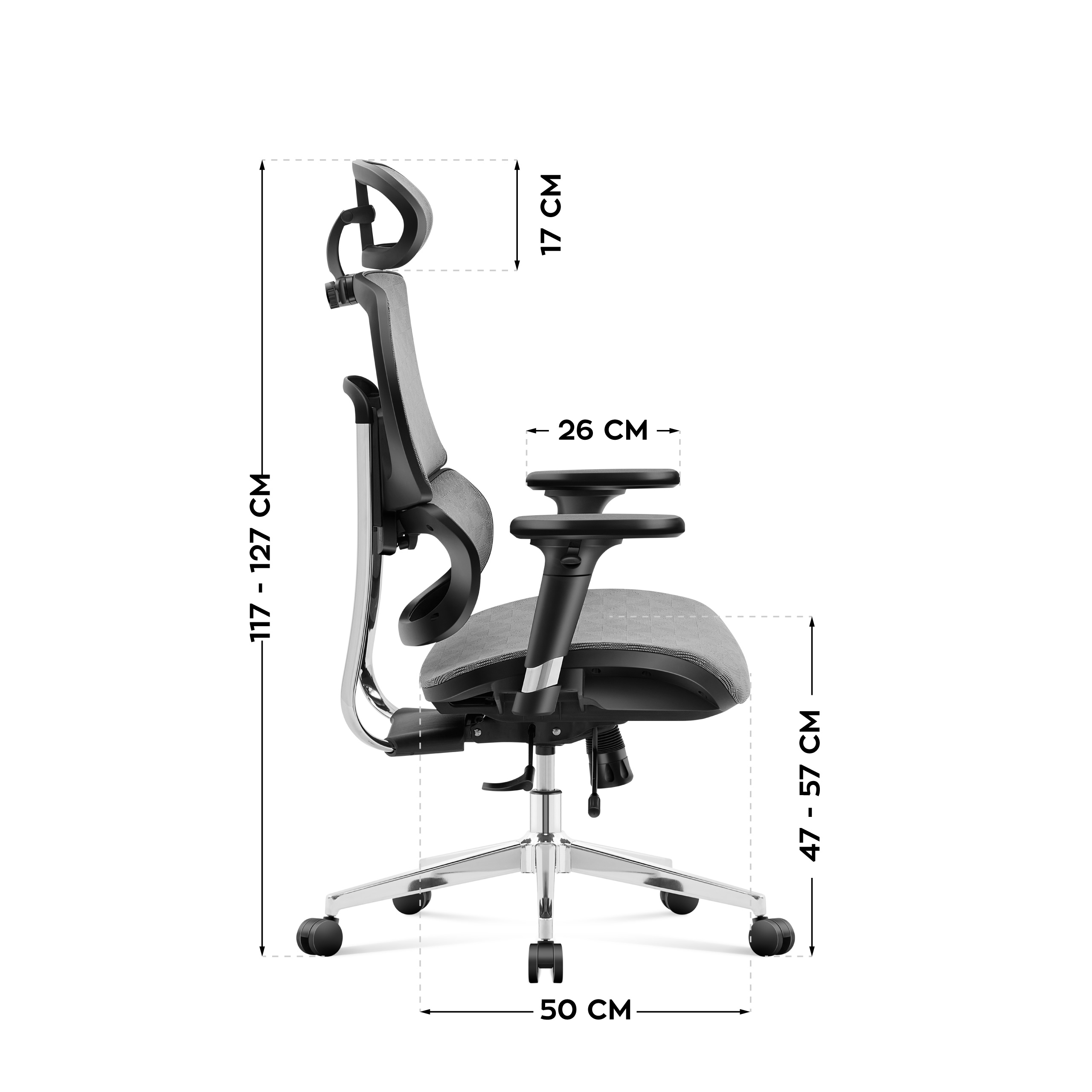 Wymiary fotela Expert 8.0 bok