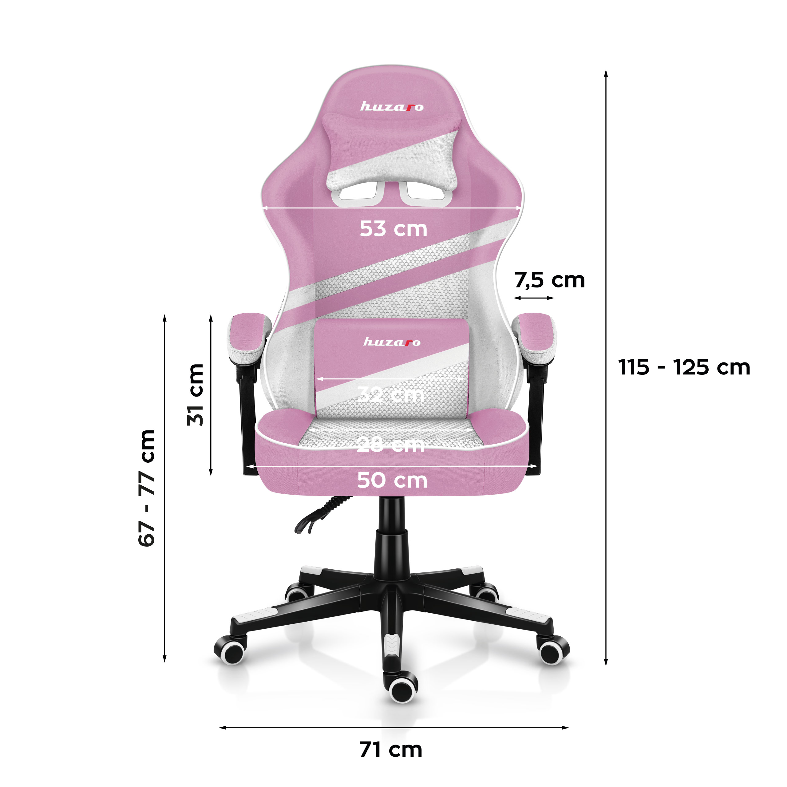 Wymiary fotela Huzaro Force 4.4 pink mesh
