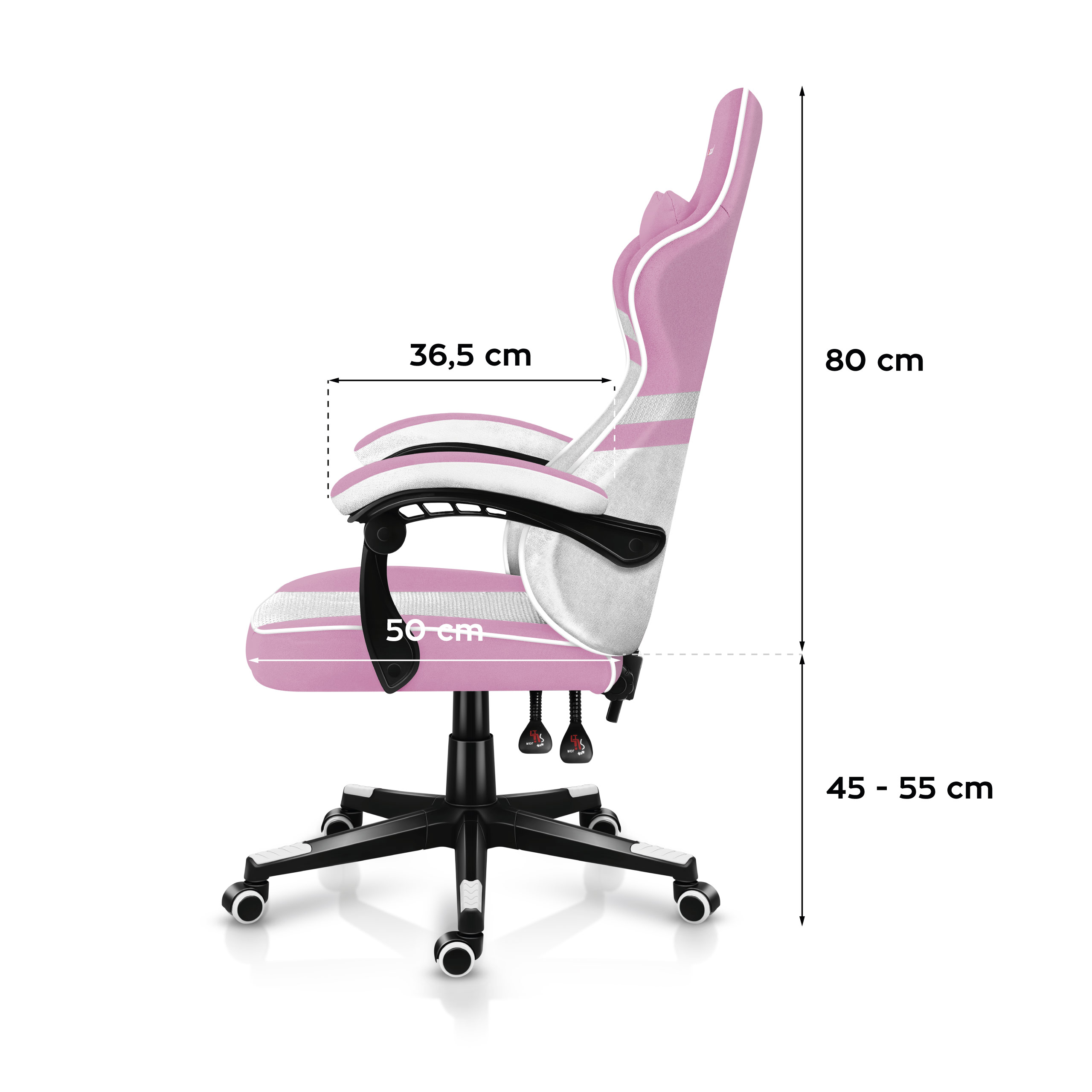 Wymiary fotela Huzaro Force 4.4 pink mesh