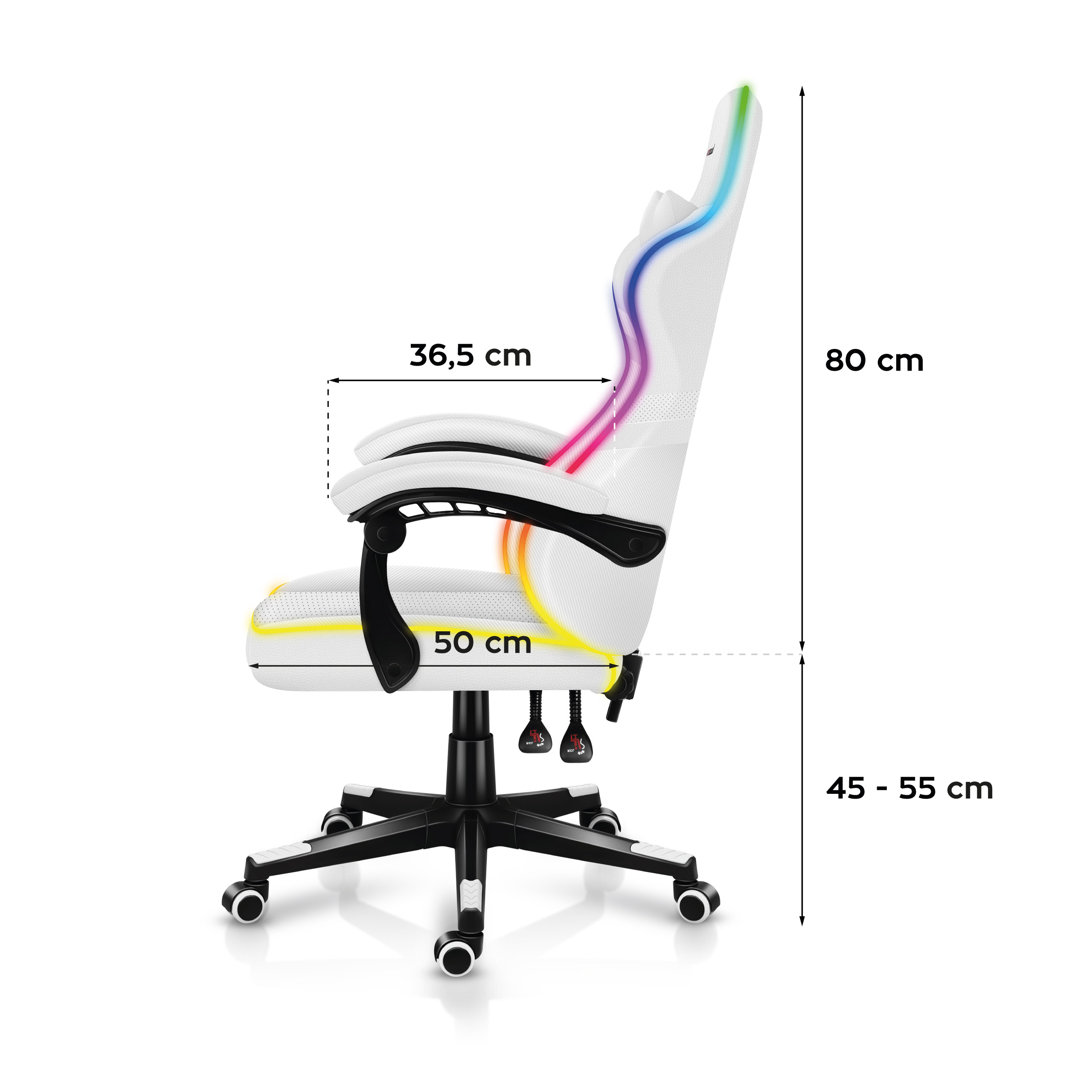Wymiary fotela Huzaro Force 4.4 RGB Mesh