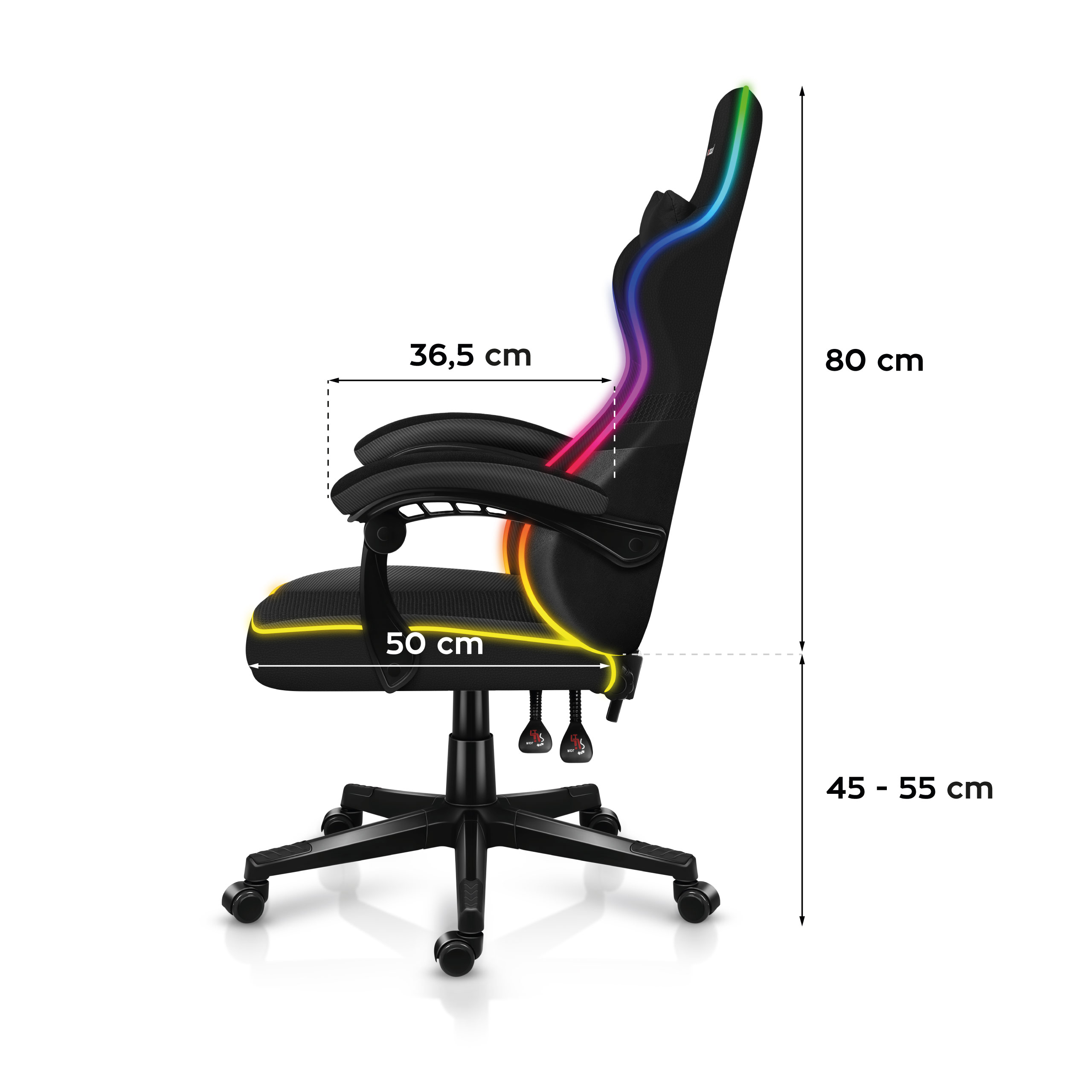 Wymiary fotela Huzaro Force 4.4 RGB Mesh