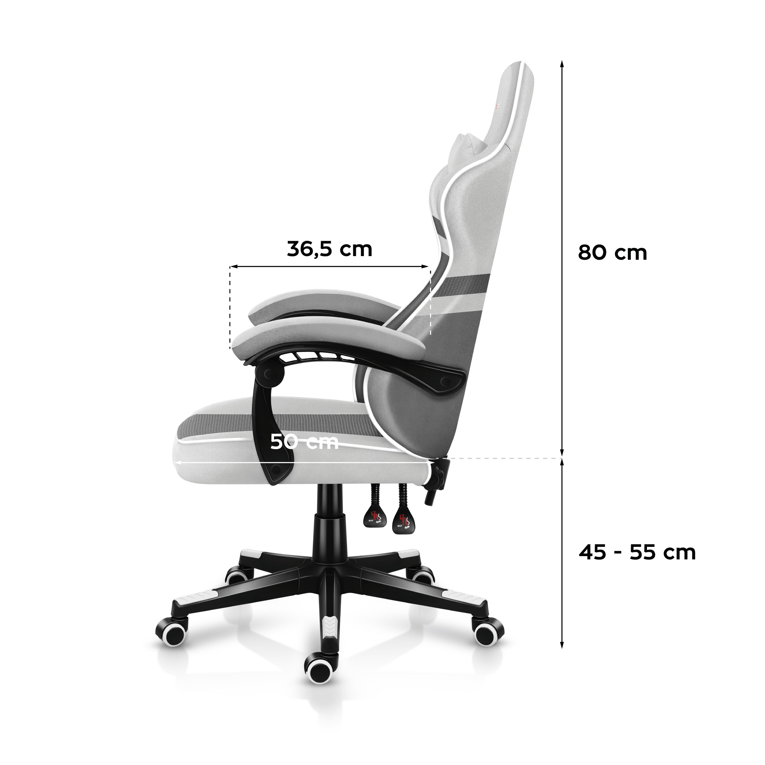 Wymiary fotela Huzaro Force 4.4 white mesh