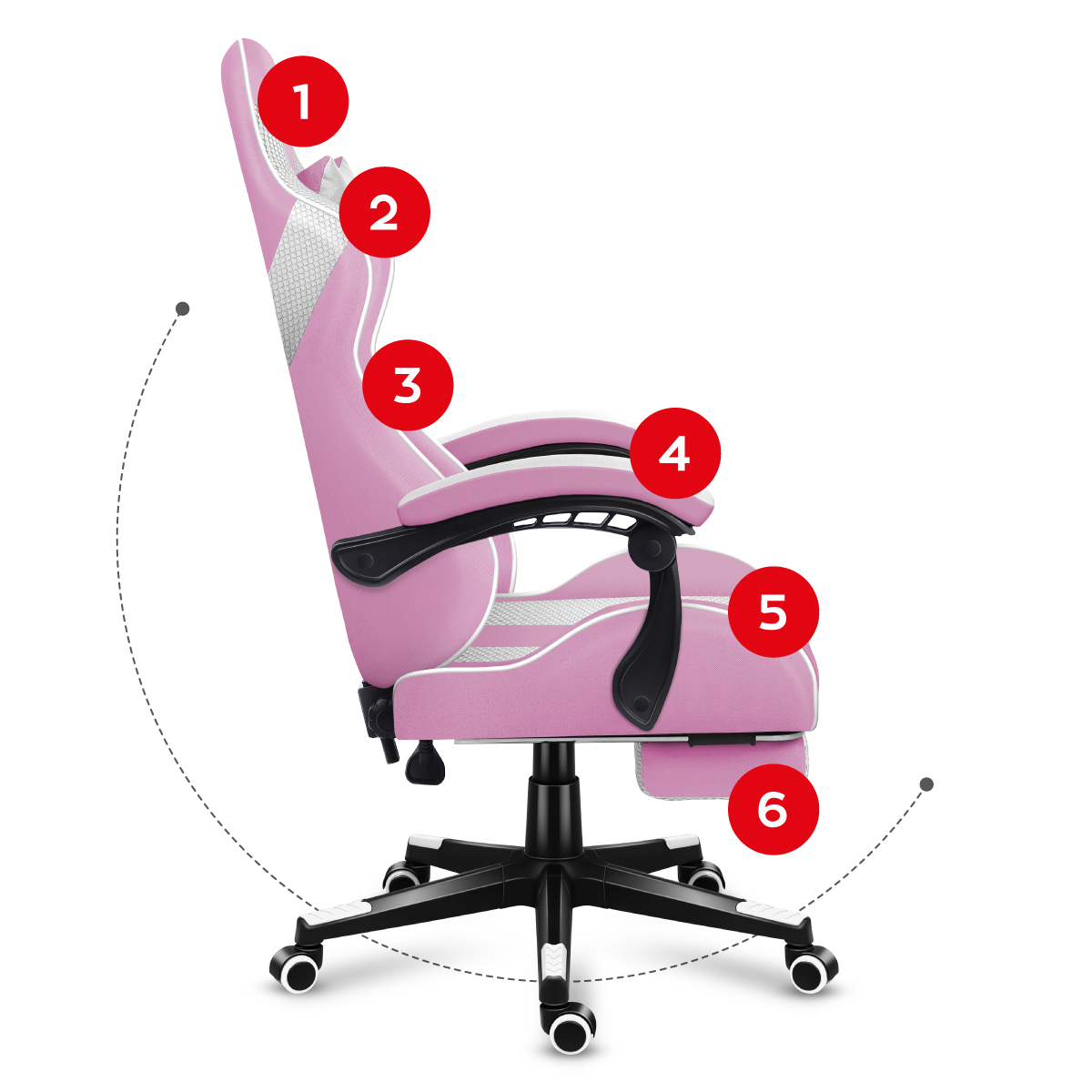 Lewy bok fotela Huzaro Force 4.7 Pink