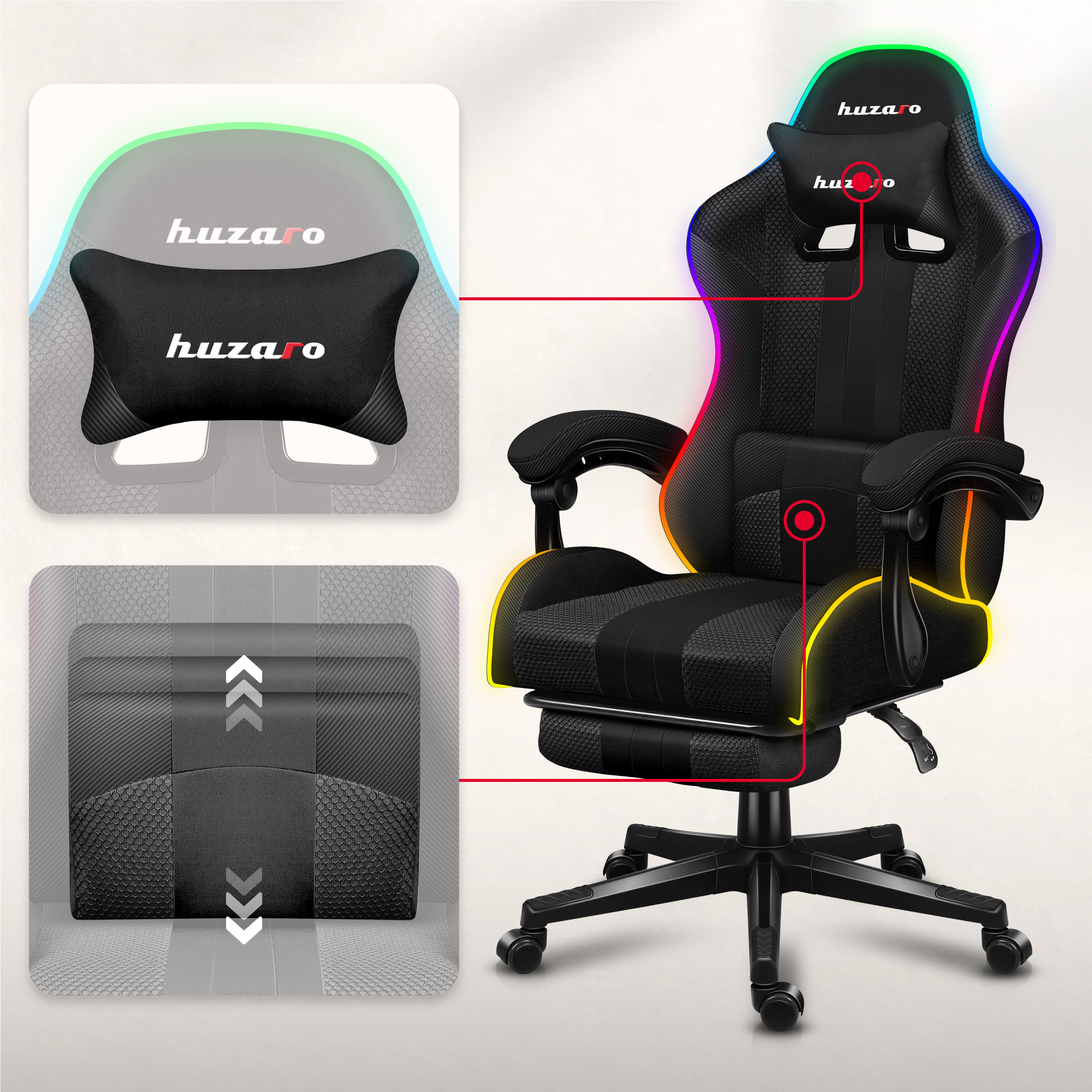 Poduszka do fotela gamingowa Huzaro Force 4.7 RGB Mesh
