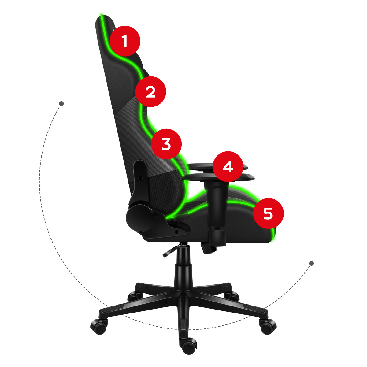 Bok fotela gamingowego Huzaro Force 6.2 White RGB