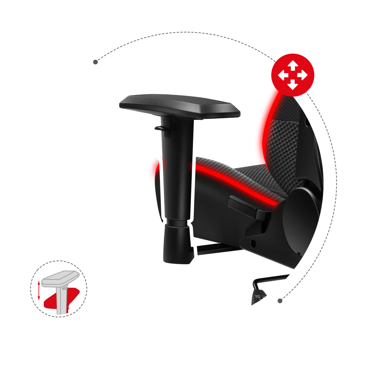 Regulowane podparcie dla rąk Huzaro Force 6.2 White RGB