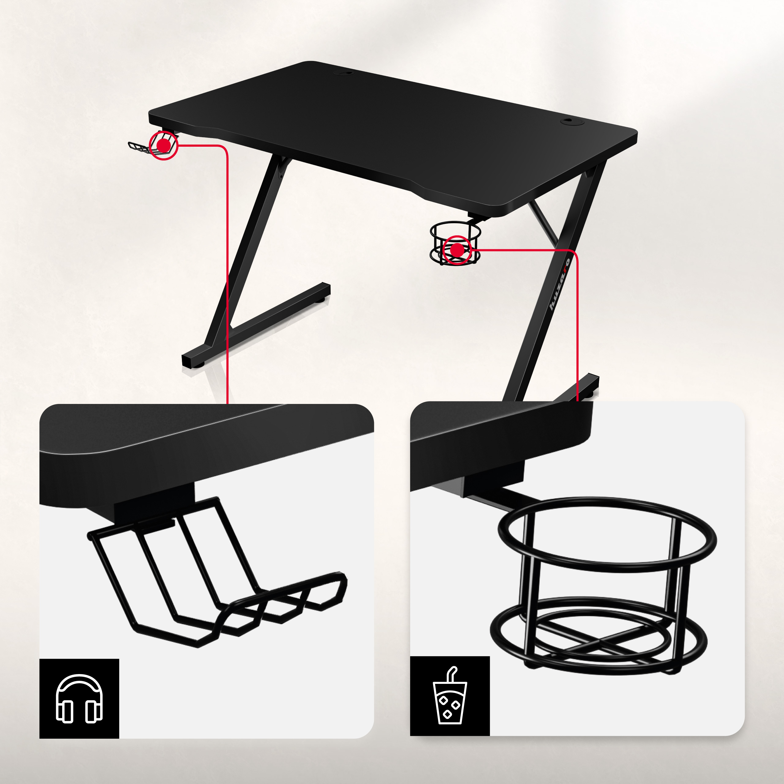 Uchwyty na napoje i słuchawki w Hero 1.8 Black