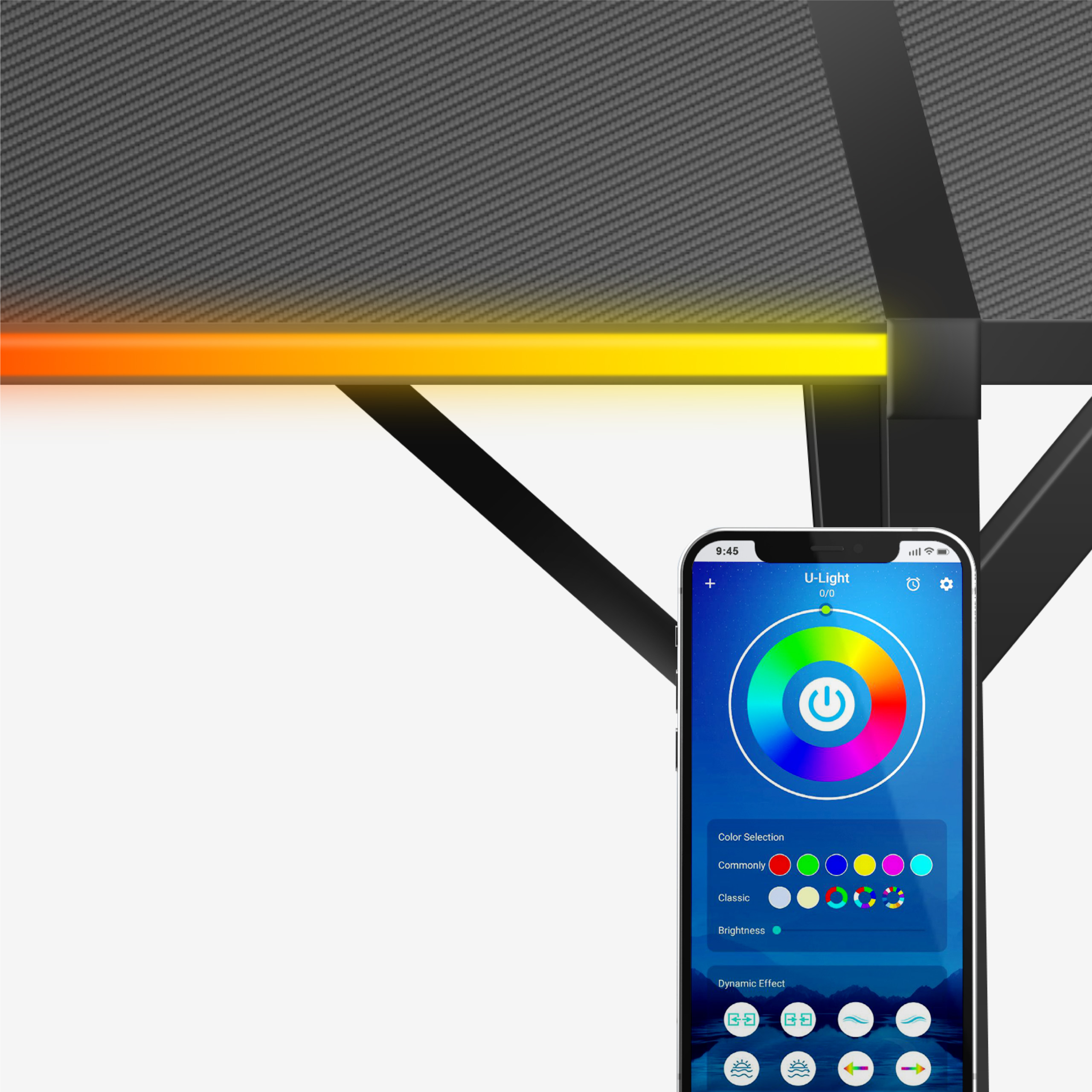 Hero 6.3 biurko narożnikowe z oświetleniem RGB