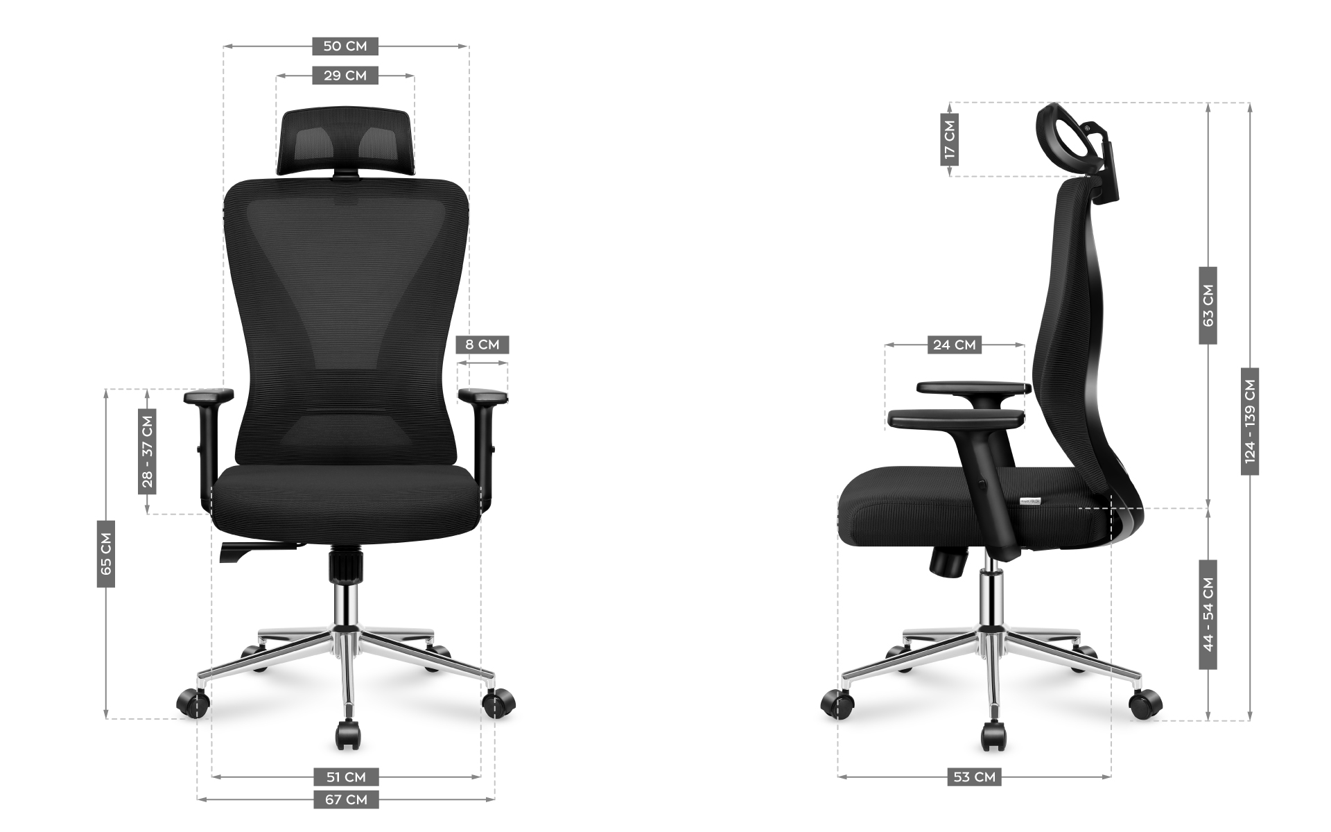 Wymiary fotela Mark Adler Manager 3.5 Black
