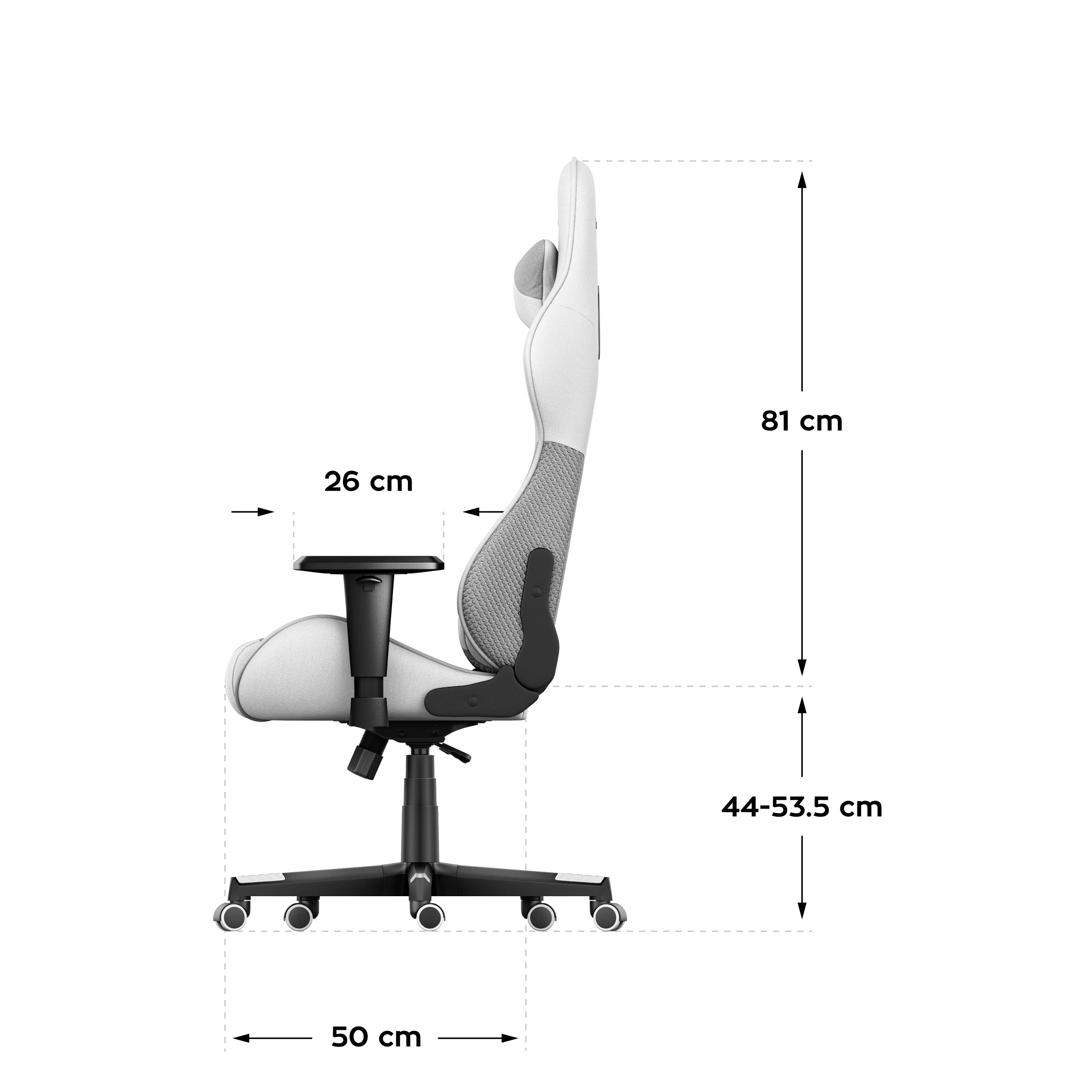 Wymiary fotela Huzaro Force 6.2 white mesh