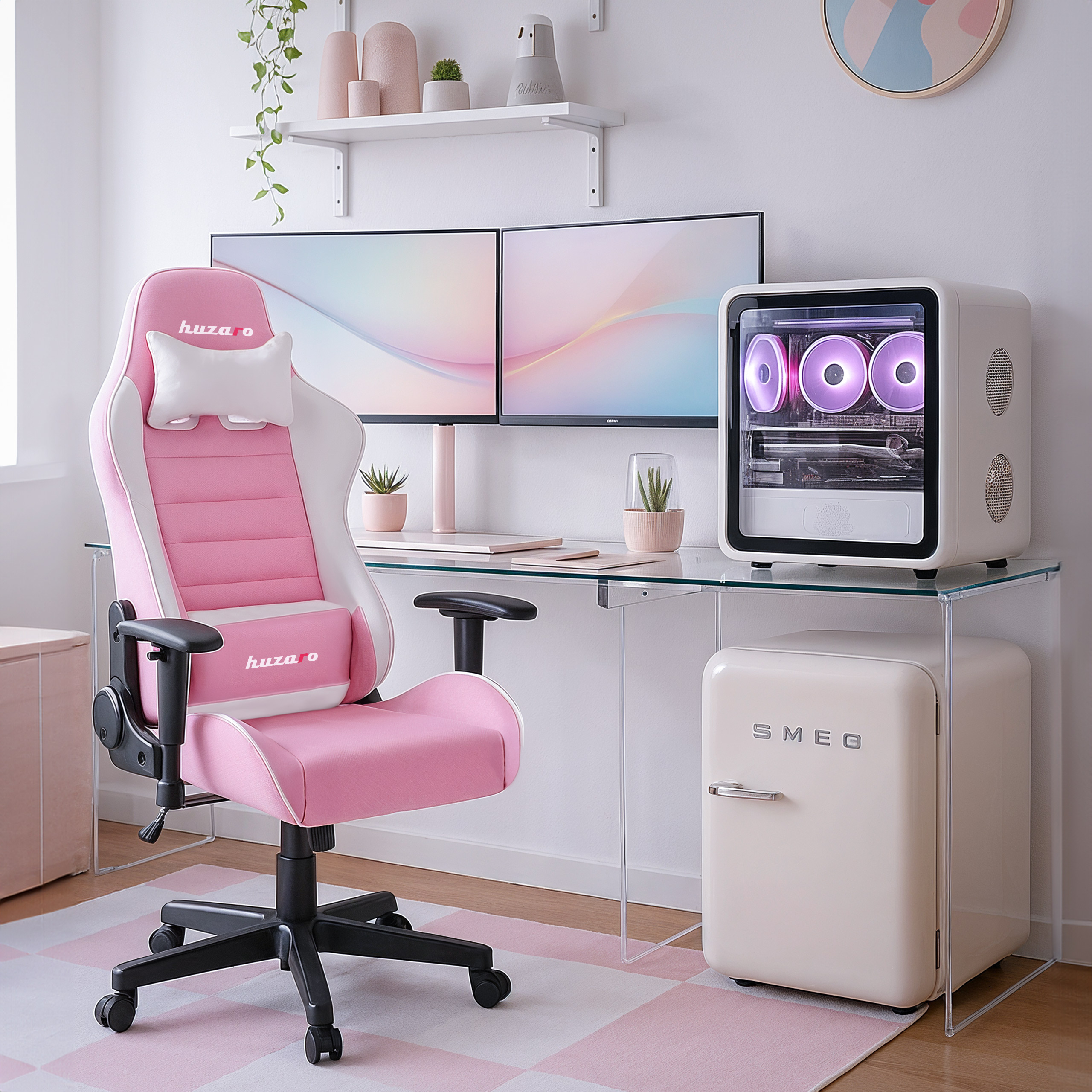 Fotel gamingowy dla dzieci Huzaro Ranger 6.0 Pink z dziewczynką trzymającą otwartą książkę