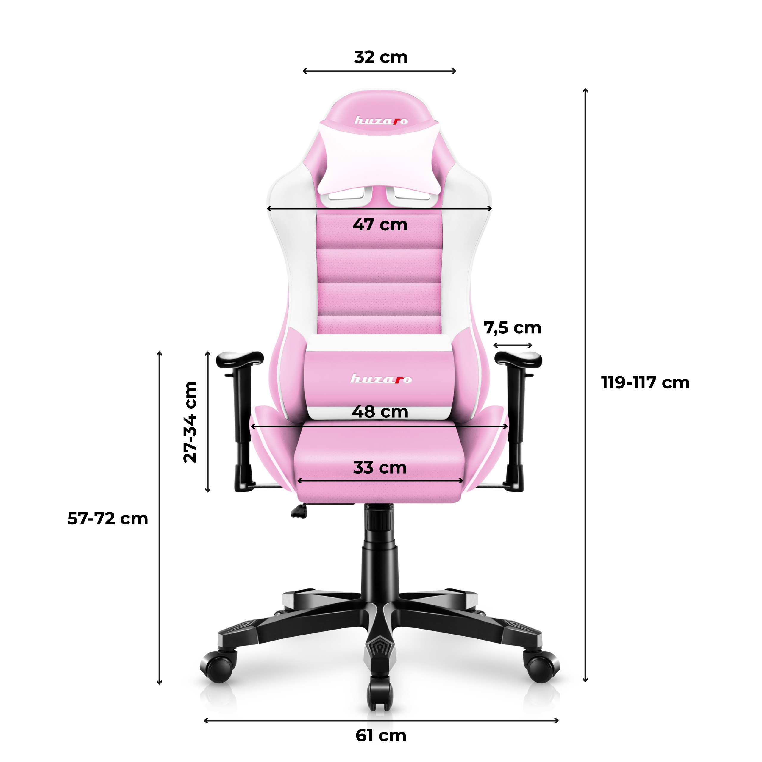 Wymiary fotela Huzaro Ranger 6.0 Pink