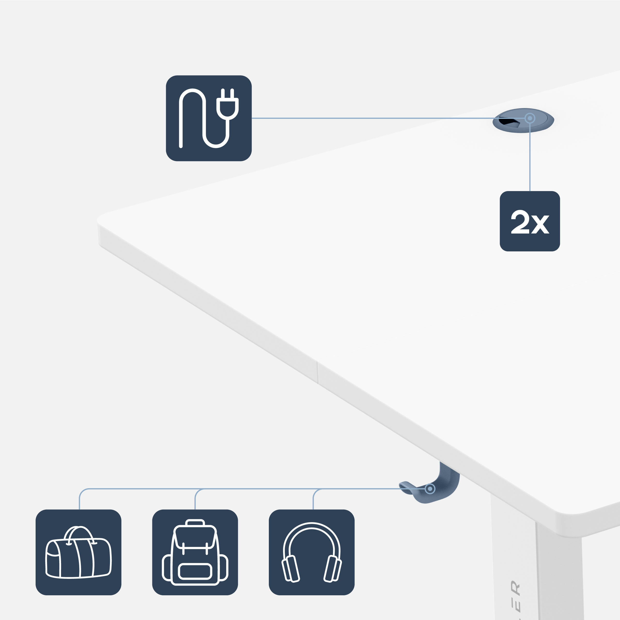 Biurko Leader 7.6 wloty na przewody